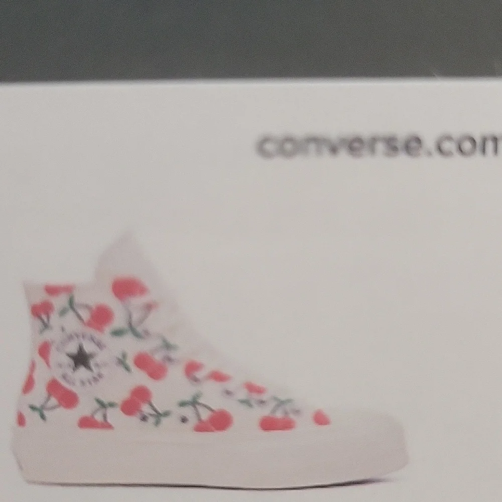 Converse White and Red Cherry High-Tops
